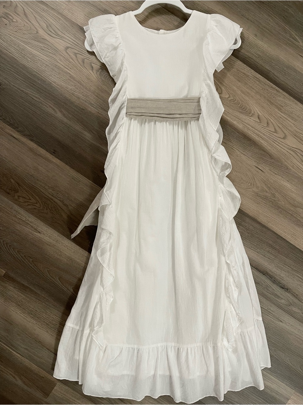 Mango White Maxi Dress with Neutral Sash